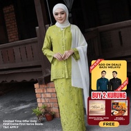 ZOE ARISAH Jazlyna Kurung Moden Premium Cotton Embroidery Muslimah Sulam Baju Raya 2026 Scallop Lime