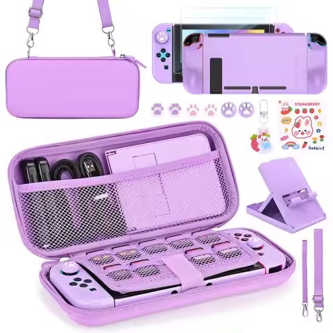 Portable Switch Storage Accessory 15 in 1 Game Kit with Switch Bag, Adjustable Stand, Protective Cas