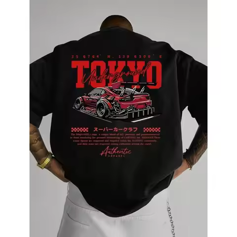 【Spot goods】Men's Fashion Printed Loose Fit Short Sleeve T-Shirt Stylish Design Essential For Summer