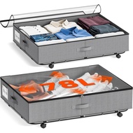 XXXL 78L Under Bed Storage with Wheels, Rolling Storage Containers with Clear Lid & Label, Heavy-Dut