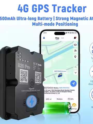 Wanway 4G LTE Magnetic GPS Tracker | 7500mAh Long Standby | Google Maps Traffic Display | Car Asset 