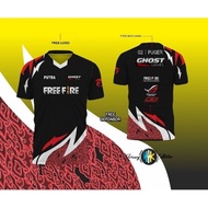 shirt JERSEY GAMING BAJU FREE FIRE / GUILD FREE FIREE CUSTOM ( FREE DESAIN )