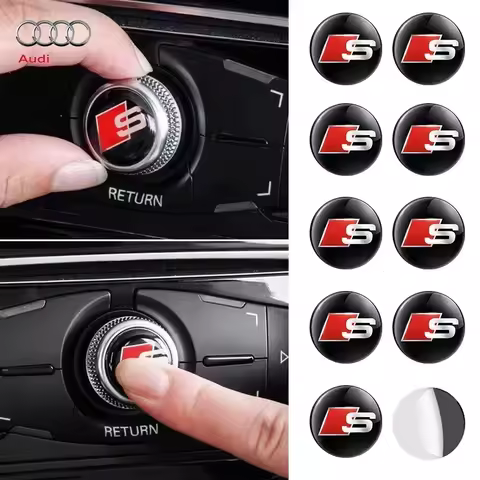 10Pcs 20mm Aluminum Car Multimedia Knob Badge Stickers For Audi sline A4 B7 B8 B9 A3 8P 8V 8L A5 A6 