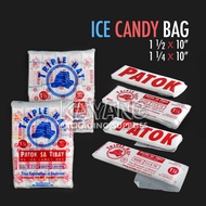 [500pcs] Triple Hat Patok Ice Candy Bag, Clear Plastic 1½x10" / 1¼x10" / 1¾x10" / 4x12"