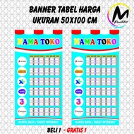 Blue Quota Price Table Banner - Size 50x100