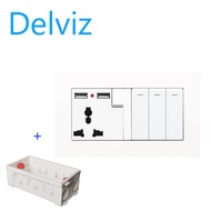 DELVIZ 3GANG/2WAY Light Switch + 3 Hole USB Wall Socket. 13A Power switch socket. Eu socket US socke