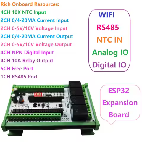 4NTC-2AO-4AI-4DI-4DO 38PIN ESP32 Multi-function Expansion Board Temperature RS485 4-20MA 0-10V Input