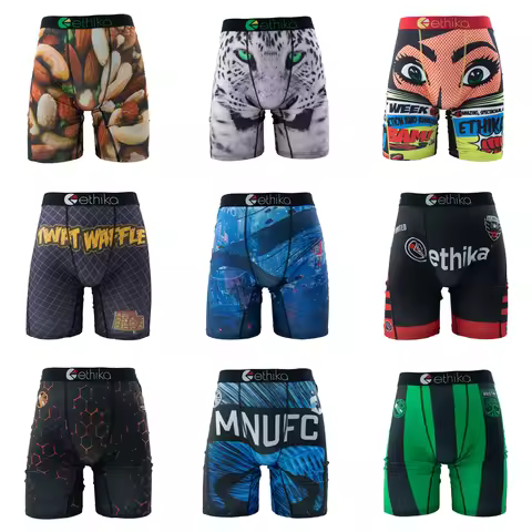 ETHIKA Men Underwear Boxers 1Pcs Breathable Mesh Crotch Man Swimming Underpants Plus Size L-3XL Mens
