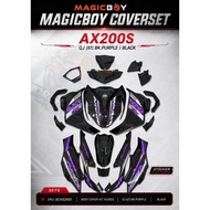 MAGICBOY QJ AX200S BODY COVER SET PURPLE BLACK SIAP TAMPAL STICKER CUSTOM DESIGN COVER SET AX200 PUR