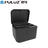 For Insta360 X5 PULUZ Dual-Batteries Charging Box Battery & Memory Card Storage Case (Black)
