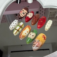Products 1-2 Days Fake Gel Nails Cute Cartoon Pattern Monchichi Paint