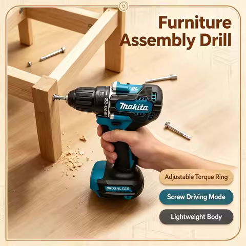 Makita DDF487 18V 10mm Brushless Cordless Impact Drill, Large‑Torque Lithium‑Ion Electric Screwdrive