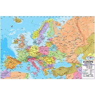 English Europe Map Political Distribution Map Picture Art Poster,Educational Geography Decor,Learnin