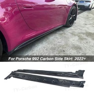 Real Carbon Fiber Car Side Skirt Splitter For Porsche 911 992 2022+ Apron Extension Lip Spoiler GT3 