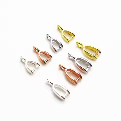 Solid 925 Sterling Silver Small Pinch Clip Bail Pendant Clasps Connector Jewelry DIY Findings Compon