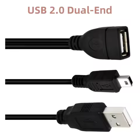 1/2 USB 2.0 A Female to Mini 5P Male+USB A Male Phone Computer MP4 Cable Mini USB OTG Host Data Cabl