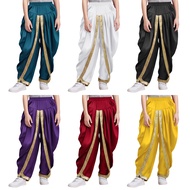 Sywiyi Kids Boys Satin Dhoti Pants Casual Elastic Waistband Draped Baggy Trousers for Halloween Them