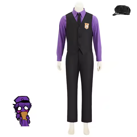 Game William Afton Cosplay Costume Uniform With Hat Purple Guy William Fancy Outfits Adult Men Hallo