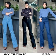 Jins.INK - Women's Basic Highwaist cutbray Jeans