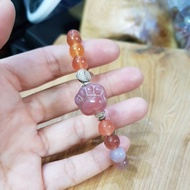 D113 Natural Salt Source Agate/Kitten Palm Bracelet (Natural Color)