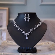 Neriza Jewelry/ชุดเครื่องประดับเจ้าสาวเพชรขาวล้วนเกรดพรีเมี่ยมประกายไฟเทียบเท่าเพชรแท้ รหัส NSW081 จ