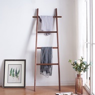 Black Walnut Wooden Hallstand Bedroom Floor Clothes Rack Wall Ladder Hanger New Chinese Style Stairc