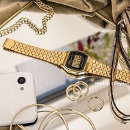 Montres Company 香港註冊公司(33年老店) 卡西歐 CASIO Made in Japan 🇯🇵 日本製造 日本製手錶 七年電池壽命 不鏽鋼錶帶 黑金色 方形復古跳字錶 A159 A1