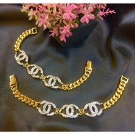 Rantai Tangan Benson Ikat Permata Swiss (Emas Bangkok 916, Premium Gold Plated Bracelet)