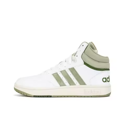Adidas Neo Hoops 3.0 Leather Comfortable Mid top Skateboard Shoes Unisex White Green GV9524