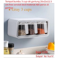 3 cup spice rack hanging rack 26x11x11.5 cm free small spoon ABS material exactly in the picture