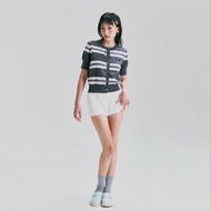 Ahalf - Striped Short Sleeve Cardigan เสื้อไหมพรมผ้านิตคาดิแกนแขนสั้น
