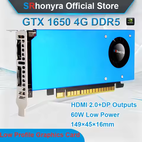 SRhonyra Geforce GTX 1650 4GB Low Profile Graphics Card,GDDR5 PCIe 3.0 X16 128 Bits Video Card SFF G