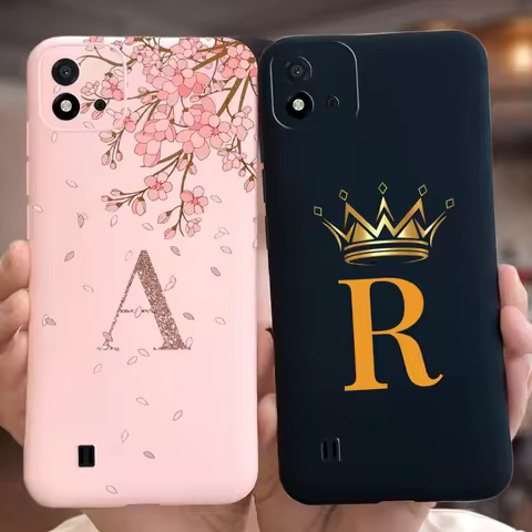 For Realme C11 2021 Case RMX3231 Luxury Letters Cover Soft Silicone Case For Realme C11 2021 Back Co