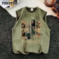 Men's and Women's Deerskin Velvet Summer Basketball Sports Fitness Chinese Style Sleeveless T T-shir