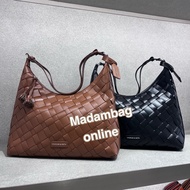 Charles & Keith Ivette Woven Hobo Bag Shoulder Black And Brown Leather