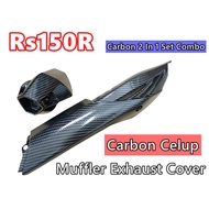 Ready Stok RS150 V1-V2 Cover Exhaust Exzos Muffler Protector HONDA RS150R RS-150 Ekzos Pipe Body Set Hitam Black Uma Leo