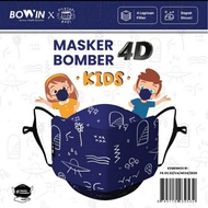 [BOWIN x FILOSOFI KOPI] kids size - masker bomber kid - masker kain anak 4 lapis filter - 4D Masker kids