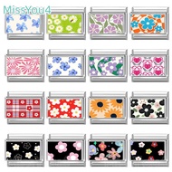 Flower Photo Style Colorful Italian Charm Bracelet Fit 9mm Stainless Steel Bracelet DIY Jewelry Maki