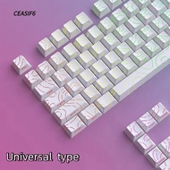 CEASIF6 PET Mechanical Keyboard Keycaps, Sidelit Light 97 Keys Double Shot Keycaps, Cool Translucent