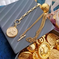 中古孤品 CELINE 凱旋門金牌鈕扣 鎖骨鏈頸鏈項鍊 鑰匙扣掛件掛飾
