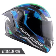 SPYDER FULL FACE HELMET DUAL VISOR ROGUE SERIES HELMETS Black Blue with design
