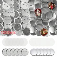 100 ชุด 25 มม.ปุ่ม Maker อุปกรณ์ 1 นิ้วปุ่มเปล่าอุปกรณ์โลหะรอบ DIY Badge Maker ชุดสำหรับปุ่ม Maker เ