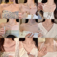 Ifme Simple Butterfly Pearl Necklace for Women Zircon Chain Ckoker Necklaces Accessories Jewelry