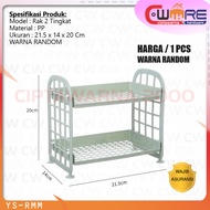 2-Tier Plastic Shelf - 2-Tier Multipurpose Table Shelf - Mini Cosmetic Shelf - YS CW2K
