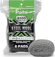 PAMI Steel Wool Scrubbers (Pack of 8) - Steel Wool Cleaning Pads for Dirt, Grease & Grime- Wool Scru