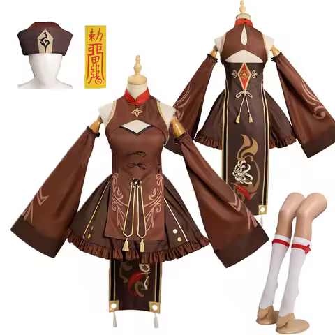 Hu Tao Cosplay Costume Zombie‘s Style Dress Outfits Game Genshin Impact Disguise Hat Dress Woman Hal