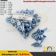 Multipurpose Wooden Screws - Moon Lion Plywood Screws 6x1/ 2" (1.2cm) - 100pcs BEST