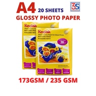 [ KODAK ] HIGH GLOSS PHOTO PAPER ( 4R / A4 ) / 235 GSM / 173 GSM