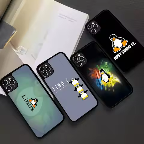 Linux Operating System Tux Penguin Anime PC+TPU Phone Case For IPhone 17 16 15 14 PRO MAX 11 12 13 P