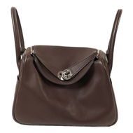 HERMES Swift皮革Lindy 26銀扣手挽肩背兩用袋Rouge Sellier/Bleu Saphir